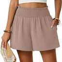 Lepunuo Womens High Waisted Shorts Casual Summer Beach Short with Deep Pockets Comfy Athletic Elastic Waist for Vacation (XX-Large, A - Coffee Grey)