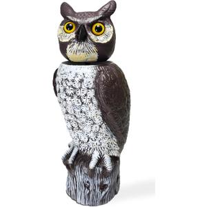 Dalen SOL-R Action Large Solar Fake Owl Decoy to Scare Birds Away - 18" Tall - 360 Rotating Head