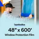 TapeManBlue Window Protection Film, 48 inch x 600 feet, Made in The USA, Strongest and Most Durable Window Protection Film for Construction, Blue Self-Adhesive Temporary Glass Protection Tape