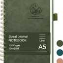 2 x Lined Spiral Journal for Women & Men, A58.46 Hardcover Spiral Notebook for Work,Note Taking, Journals for Writing,100 GSM, College Ruled 130 pages -Dark Green