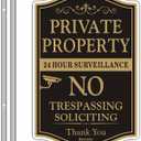 Large Private Property No Trespassing Sign For House, 8" x 14" All Metal Construction Yard Sign With 28" Long Stake, UV Protected Weather Resistant and Easy Install for Lawns Garden (24 HOUR SURVEILLANCE)