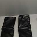 Modatope Knee High Boots Women Fold Over Knee High Boots Chunky High Heels Long Boots Zipper Pointed Toe Dress Tall Boots for Women (9, Black Pu)