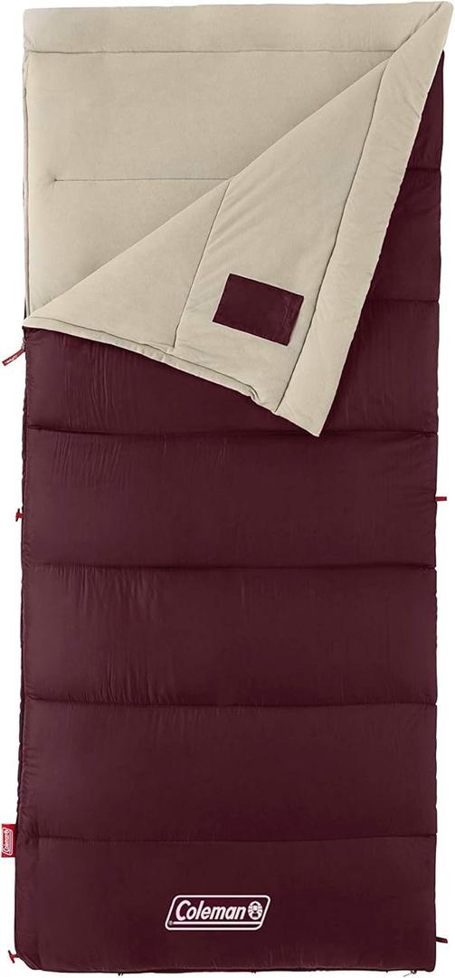 Coleman Autumn Glen 30F/50F Sleeping Bag, Lightweight Sleeping Bag with No-Snag Zipper & Storage Stuff Sack, Machine Washable for Easy Cleaning, Great for Camping, Sleepovers, & Guests