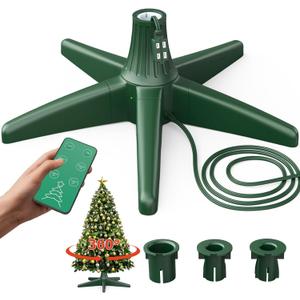Rotating Christmas Tree Stand, Thickened ABS, Sturdy 5-Legged Design, Includes 3 Adapters & Sockets, Supports up to 7.8ft Rotating Tree Stand for Artificial Christmas Tree