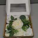 Ling's Moment Fake Flowers Box, Artificial Faux Greenery Stems Silk Peony Foam Gardenia for Wedding Decor Centerpieces Table Decorations Floral Picks Arrangements, White & Sage, Mini Combo