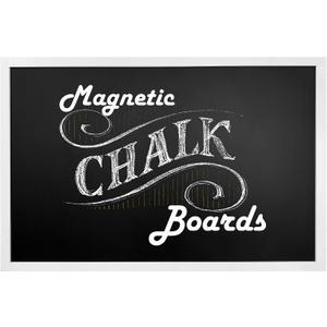 Loddie Doddie Magnetic Chalkboard & Magnet Board - 36 in x 24 in, White Wood Frame - Chalk Calendar for Wall Organization - Magnetic Bulletin Board for Magnet Display - Menu Sign for Kitchen Decor