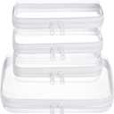 4 pcs Clear Zipper Pouches,Hard Shell Zipper Case, Toiletry Bag for Travel, CLear Diaper Bag, Toiletry Pouch, Travel Organizer, Cosmetic Bag,Toy Storage Bins (M+3S) (White)