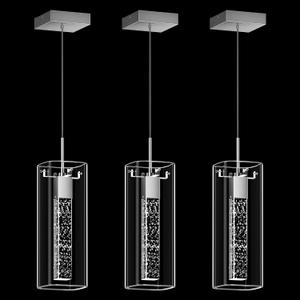 Pendant Lights Kitchen Island, 3 Pack 6500K LED Kitchen Lighting Crystal Island Light with Bubble Glass, Nickel Kitchen Hanging Light Fixture Modern Pendant Ceiling Light Fixture