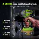 Impact Wrench 1/2 inch for DeWalt 20v Battery, Impact Wrench 750Ft-lbs(1000N.m) High Torque Brushless Electric Impact Gun, Power Impact Driver with 3-Mode Speed, LED Work Light(no battery)-Green