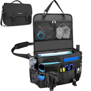 MENZOKE Car Front Seat Organizer, Patrol Bag Law Enforcement, Hanging Passenger Seat Car Organizer with 17 Inch Laptop Storage, Adjustable Strap Backseat Organizers for Truck Office, Police, Black