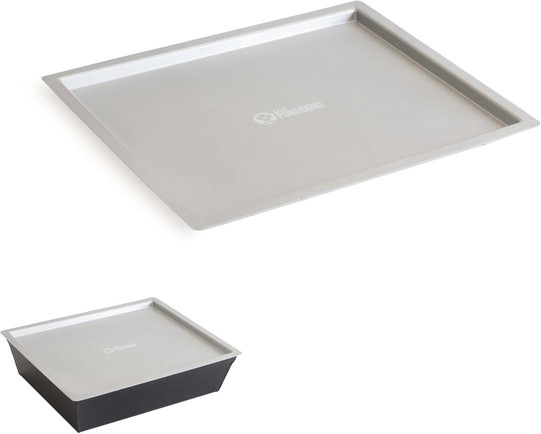 Chef Pomodoro Detroit Pizza Pan Lid  8 x 10-inch (20.3 x 25.4 cm)  Designed Detroit Pizza Pan, Holds Heat & Humidity, Stackable, Prevents Drying, 1.5mm Thick Aluminum