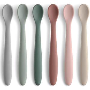 6-Piece Silicone Baby Feeding Spoons, First Stage Infant Spoons, Soft-Tip Easy on Gums I Baby Training Spoon | Infant Utensils Feeding Supplies, Dishwasher & Boil-proof