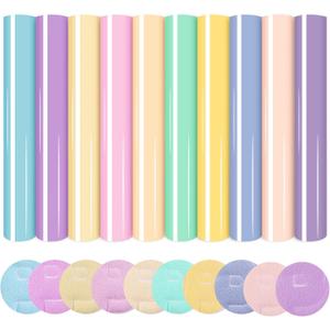 Tintnut 3D Puff Vinyl Heat Transfer - 10 Sheets 12inches X 10inches Pastel Puff HTV Puff Heat Transfer Vinyl 3D Puffy Iron On Vinyl for T-Shirts DIY