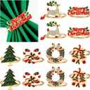 12 Pcs Christmas Napkin Rings Holiday Napkin Holders Rings for Cloth Napkins Christmas Table Dinner Home Decorations (6 Style)