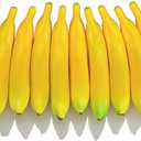 Artificial Yellow Bananas Lifelike Simulation Fake Fruit Home House Kitchen Decoration 12pcs Set