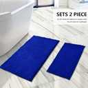 Bathroom Rugs Sets 2 Piece, Extra Soft Chenille Bath Mat Ultra Absorbent Bathroom Rug, Bathroom Mat with Sturdy PVC Non-Slip Bottom, Machine Washable Bath Rugs (20x32 Inch + 16x24 Inch, Royal Blue)