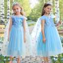 iTVTi Elsa Costume for Girls Toddler Elsa Dress Princess Halloween Birthday Outfit Blue Party Dress up with Accessories (Size 110)