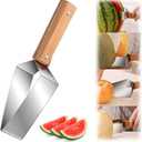 Stainless Steel Watermelon Slicer with Wooden Handle, 2026 New Triangle Watermelon Cutter for Even Cubes, Professional Fruit Slicer Tool for Cantaloupe Honeydew & Summer Party