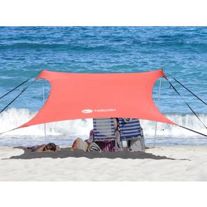 Beach Shade Windproof Design, Sun Shelter UPF50+ Portable Family Tent with 6 Sandbags Anchors 7x7 FT 2 Pole Pop Up Outdoor Shelter for Beach, Camping, Fishing, Backyard and Picnics (Orange)