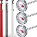 Xuhal 3 Pcs Stainless Steel Kitchen Thermometer with 5 Inch Long Stem 1 Inch Dial Thermometer Milk Frothing Food for Oven Probe Meat Grill BBQ Cooking Chocolate Water (Red,Black,White)