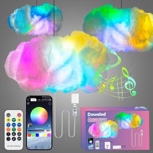 Cloud LED Lights for Bedroom, Color Changing, App & Remote Control, Music Sync (1 Set)