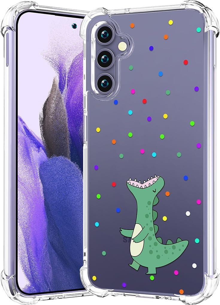 Compatible for Samsung Galaxy S24 / S25 Case Clear Cute for Women - Rugged Phone Cases Funda Protector Cover Skin (Green Dinosaur Animal)