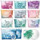 20 Pcs Employee Appreciation Gifts 10 Inspirational Canvas Makeup Bags 10 Compact Mirrors Bulk Cosmetic Bags Round Portable Pocket Mirror Thank You Gifts for Women (Inspiration)