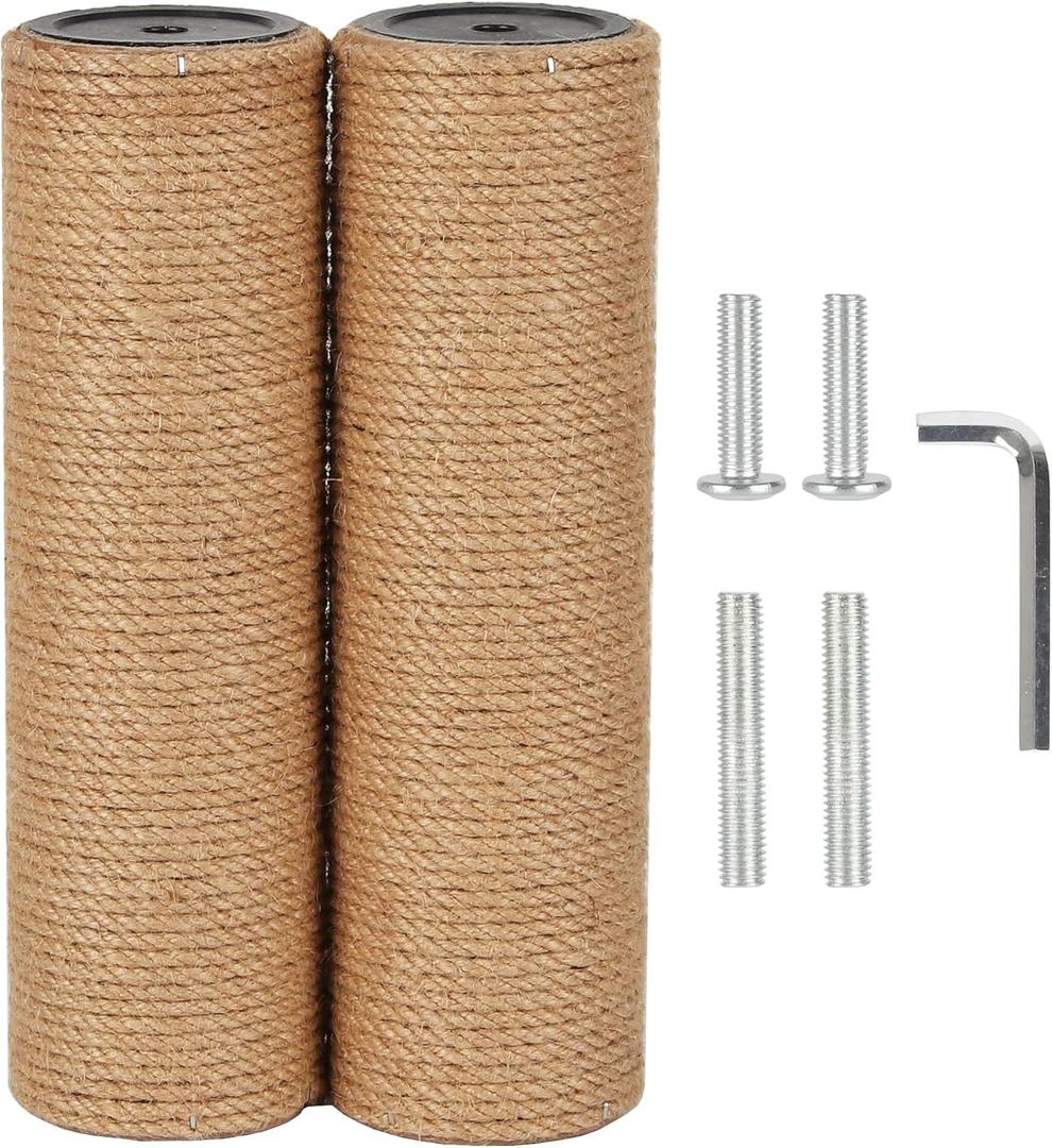 7.4cm 2.91in Diameter Cat Tree Scratching Post Replacement Jute Pole Parts for Cat Tower (9.84in/25cm, M10*2poles)