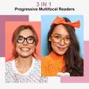 2 Pack Progressive Multifocal Reading Glasses for Women, Stylish No Line Multifocus Readers