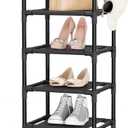 LANTEFUL Narrow Shoe Rack 5 Tier Shoe Shelf Storage for 5-10 Pairs Shoe and Boot, Sturdy Shoe Storage Space Saving Corner Shoe Rack Organizer for Closet, Entryway, Living Room, Black