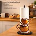 Standing Paper Towel Roll Holder Countertop for Coffee Lovers Women Men, Farmhouse Kitchen Decor and Accessories, Coffee Table Decor for Kitchen Home, 3D Hand-Painting Pattern, Metal