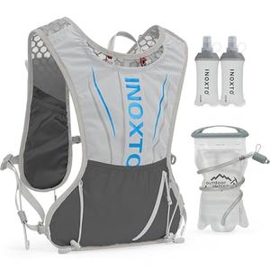 IX INOXTO Running Hydration Vest for Men Women, 3L Water Backpack for Trail, Marathon and Hiking (Grey Blue-1.5L/250ML)