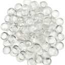 Flat Glass Marbles 1 Pound Vase Filler Fire Pit Glass Pebbles for Indoor Plants, Aquarium Fish Tank Decorations, Home Decor, Fire Pit, Landscaping, Arts Crafts (Clear)