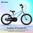 RoyalBaby EZ Pro Kids Bike Lightweight Aluminum 18 Inch Balance Pedal Bicycle Beginners Easy Learning Boys Girls 5-8 Years, Blue