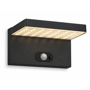 Solar Wall Light, Powerful 600 Lm (60W Eq. 60W), Motion Sensor, 3 Lighting Modes, Cast Aluminium, Warm White, IP44 Waterproof, Black