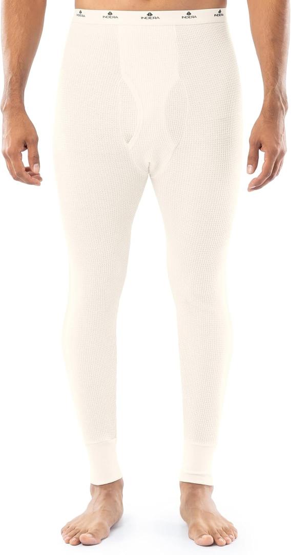 Indera Men's Traditional Waffle Thermal Long Johns Underwear (Medium, Natural)