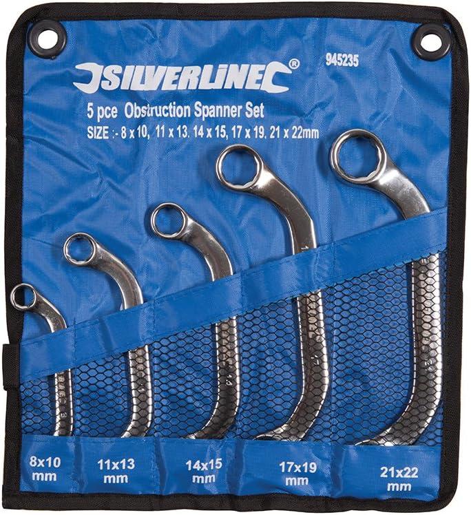 Silverline 945235 Obstruction Spanner Set 5pce 8-22 mm