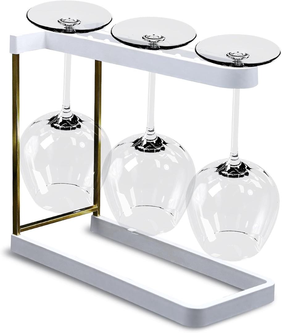 Dishwasher Wine Glass Rack by Pascal Charmolu - 3-Capacity Storage Drying Rack - Tabletop/Countertop Wine Glass Holder (White)