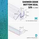 Shower Door Bottom Seal, 2 PCS 3/8" x 36" Shower Door Sweep for 3/8 Inch Glass, Frameless Glass Shower Door Seal Strip, Stop Shower Leaks and Create a Water Barrier