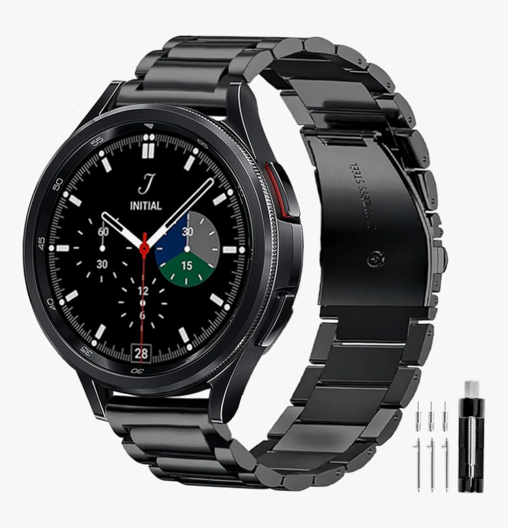 GOLDTOLUCK Stainless Steel Band Compatible with Samsung Galaxy Watch 8 7 6 5 4 Classic FE Pro 40mm 44mm 46mm 43mm 47mm 45mm 42mm 20mm Men Women Milanese Replacement Metal Elegant Casual, Black