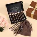 MAANGE Makeup Brushes 16Pcs Professional Foundation Powder Blush Contour Eyeshadows Double-End Makeup Brushes Set with Bag and Gift Box-CoffeeBrown