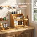 Bamboo Bread Box with Cutting Board, Double Layer Extra Large Bread Storage Bin with Door Panel for Kitchen Counter (Natural)