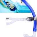Swim Snorkel for Lap Swimming,Adult Swimmers Snorkeling Gear for Swimming Snorkel Training in Pool and Open Water,Snorkle Center Mount Silicone Mouthpiece One-Way Purge Valve (C-2nd generation-blue)