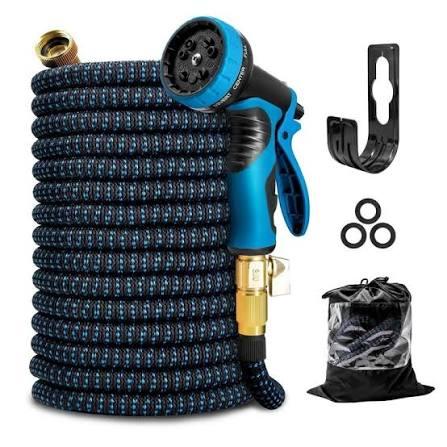 Expandable Garden Hose 75FT-Expanding Water Hose with Thumb-Controlled 10 Spray Nozzles&3750D Outer Fabric, Durable Collapsible Latex Core, Ultra Lightweight & Flexible