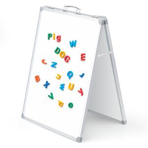 Lincia 24 x 18 Inch Portable Dry Erase Board with Stand, Foldable White Board Double Sided Whiteboard Easel, Silver Aluminum Frame with Metal Handle for Office Home School Teaching Demonstration