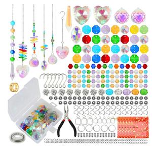 Worgree 460pcs DIY Suncatcher Making Kits for Adults Crystal Sun Catcher Arts and Crafts Supplies Set with Colorful Crystals Beads Rainbow Maker Prism for Windows Hanging Indoor Outdoor Garden Decor