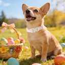 Easter Day Dog Collar, UP URARA PUP Easter Bunny Adjustable Pet Collar with Quick Release, Colorful Rabbits Dog Collars for Small Medium Large Dogs (EasterCarrot&Bow CC)