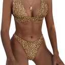 Bathing Suits for Women Deep V Neck Sexy Two Piece Bikini Sets for Women Thong Halter Cheeky Swimsuit, XL