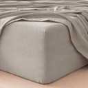 MOOMEE Fitted Sheet 100% Washed Cotton Linen-Like Extra Deep Pocket King | Relaxed Linen-like Texture. Soft, Breathable & Lightweight Comfort. 15-19" Extra Deep Pocket with All-around Elastic Cream Grey