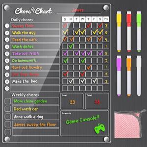 2 x Acrylic Magnetic Chore Chart for Kids,Chores Chart for Fridge Refrigerator,Dry Erase Behavior Chore Chart for Multiple Kids,Responsibility Reward Chart for Teens Adults Family,11.5"x15"(1 Pack)